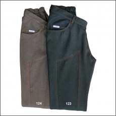 pantaloni con inserti tinta su tinta